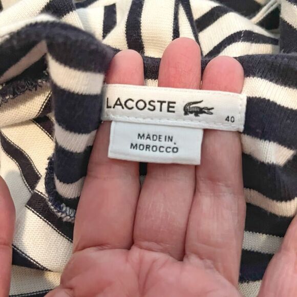 Lacoste Devanlay Stripe Cotton Short Sleeve Fitted Preppy Dress - Picture 11 of 12